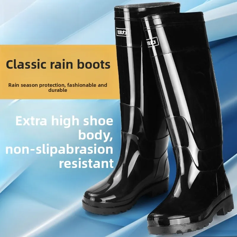

Waterproof Anti-slip Men's High-Tube Rain Boots Long Tube Thiened Fce Lined Rubber oes for Winter Slip-Resistant Unive...