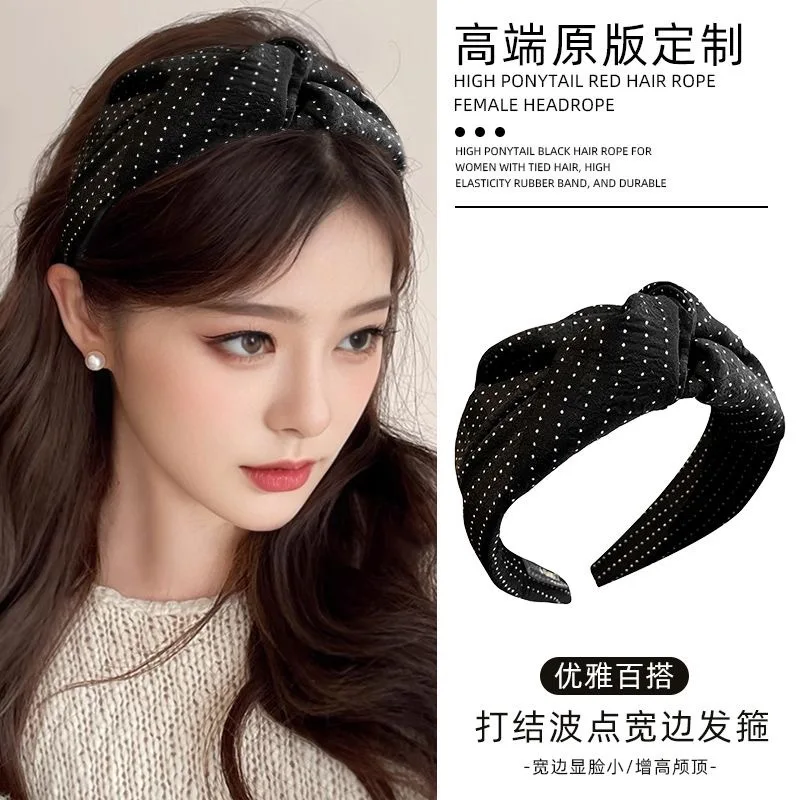 

Premium Polka Dot Wide Headband for Face Slimming Daily Wear Non Slip Soft Comfortable Vintage Elegant Design