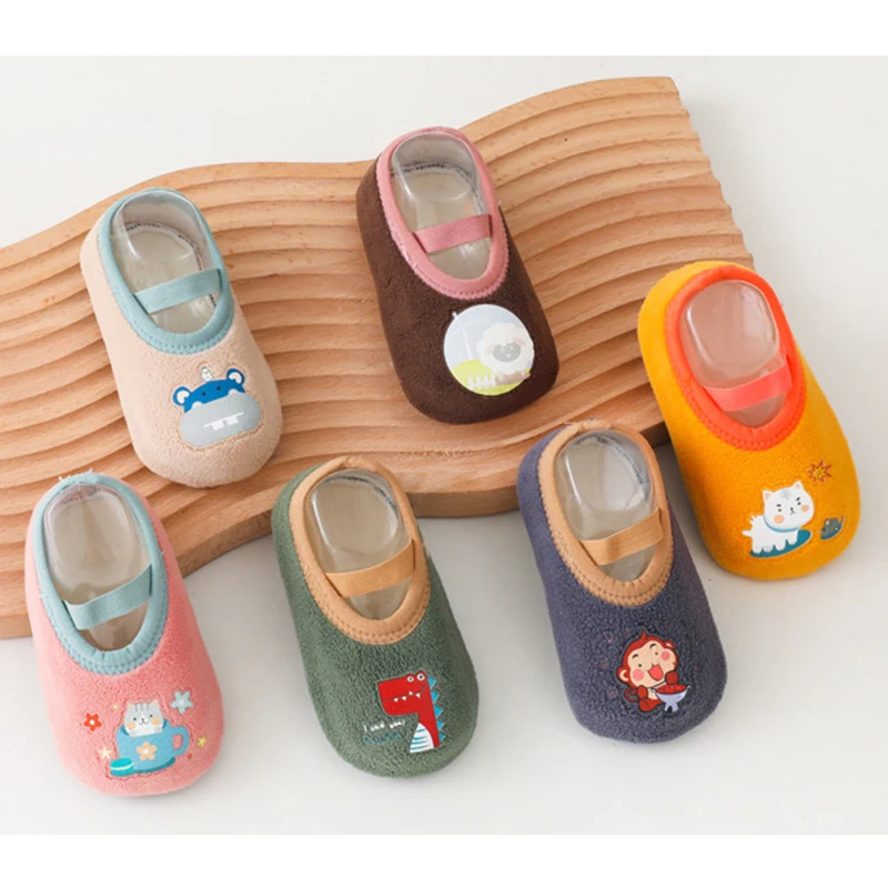 Baby Anti-slip Socks Newborn Warm Crib Floor Shoes with Rubber Sole for Children Boy Toddler Foot Girl Infant Cute Kids Slippers