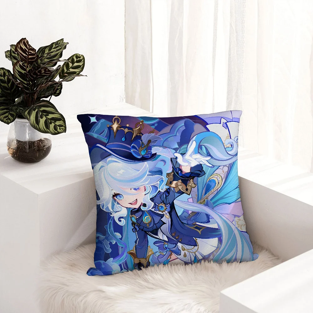 Genshin lmpact  Furina Foutiane Pillow Case Plush Fabric Soft  Pillowcase Double Sided Print   Cushion Cover Throw Pillow Cover