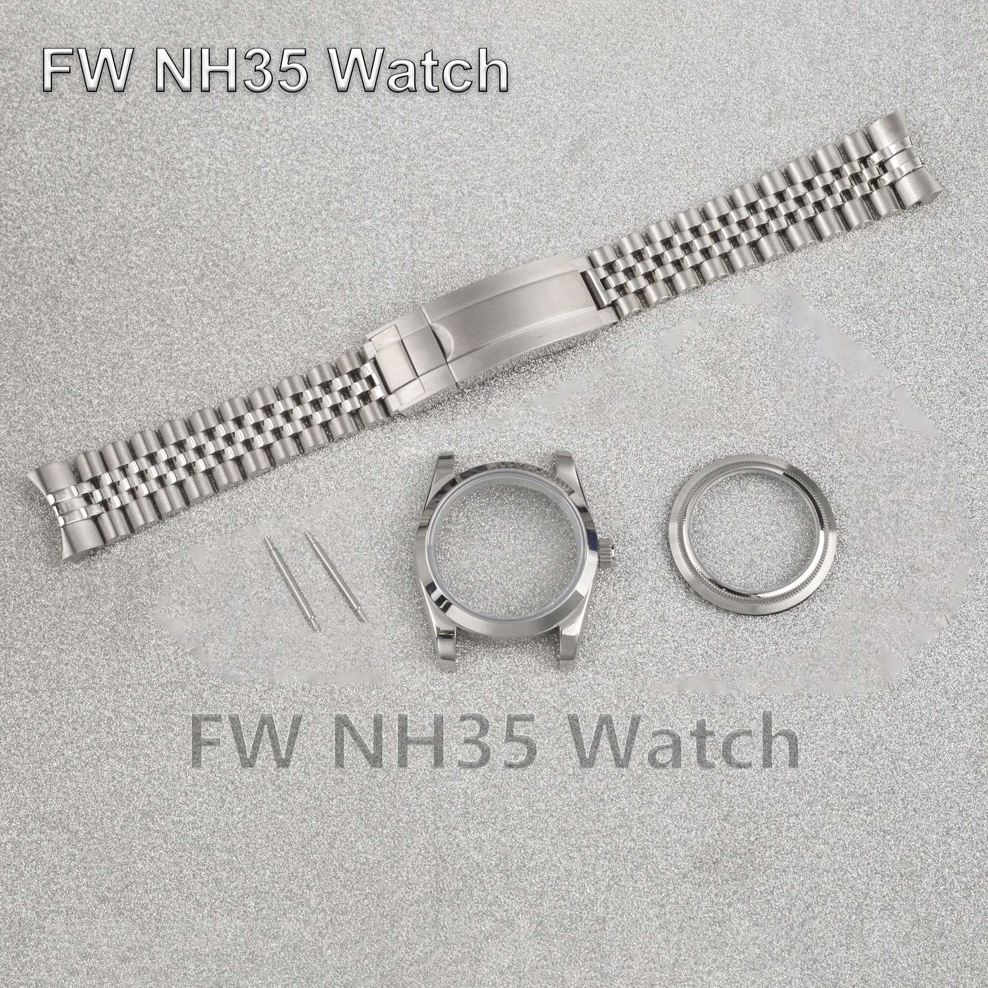 Jubilee Bracelet NH35 Watch Case for Datejust Sapphire Glass Stainless Steel Case fit NH34/NH35/NH36 Movement Watch Replacements