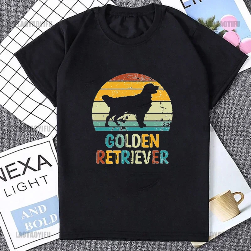 

Funny Vintage Retro Sunset Silhouette Gifts Dog Lover Dog Owner Printing Shirt Summer Casual Men's T-Shirt Street cotton