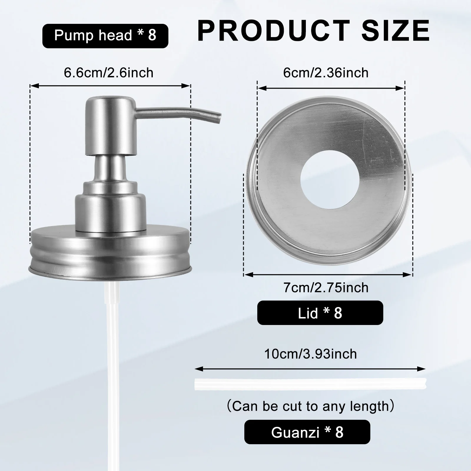 Mason Jar Liquid Soap Dispenser Lids 304 Stainless Steel Replacement Mason Jar Pump Lid For Regular Mouth Canning Lids Jar Caps