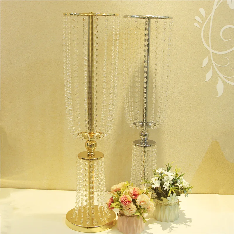 

Gold silver waist flower stand candle holder crystal road guide wedding decoration supplies wedding props welcome area ornament
