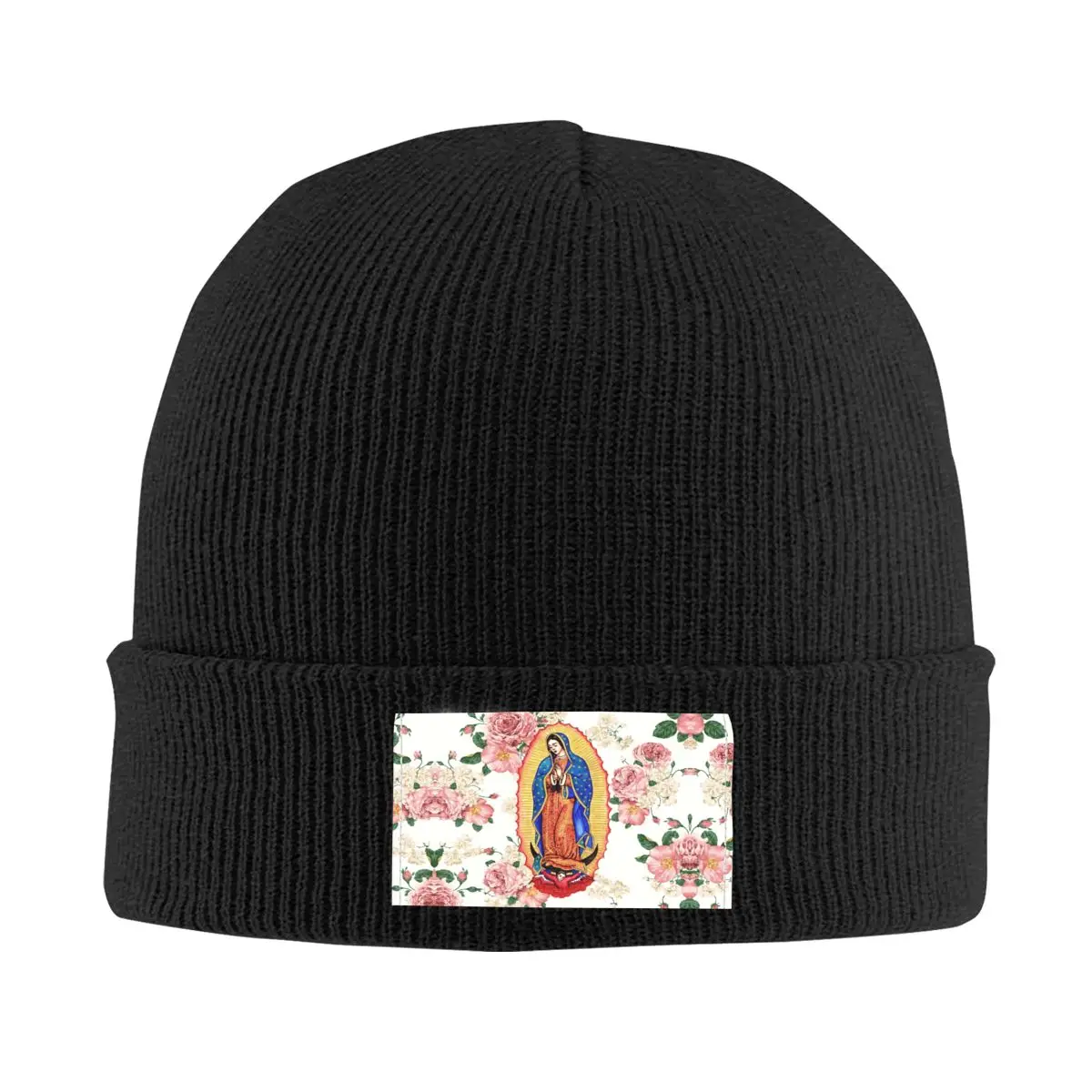 Virgin Of Guadalupe Skullies Beanies Caps Hip Hop Winter Warm  Knitted Hat Adult Unisex Mexico Catholic Virgin Mary Bonnet Hats