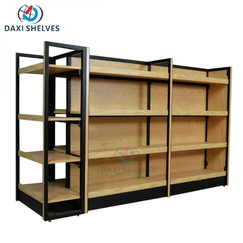 custom.Customized Steel Wooden Convenience Store Shelf Display Supermarket Shelves Rack