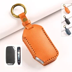 4 bottons Leather Car Key Case Kia Seltos Smart Remote Key Cover for Kia Seltos 2022 Accessories