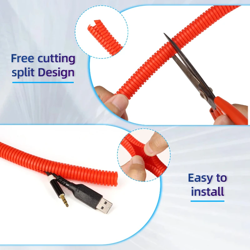3M PP Nylon Flame Retardant Corrugated Tube Insulation Cable Sleeve Wire Harness Protector for Auto Car Mechanical Wiring Loom