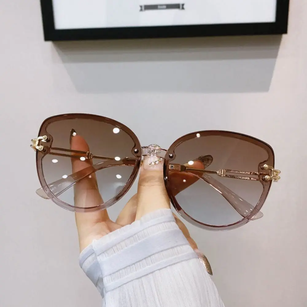 

UV400 Protection Black Sunglasses for Women Dark Brown Large Frameworks Round Sun Glasses Ultraviolet-proof Eyewear Unisex