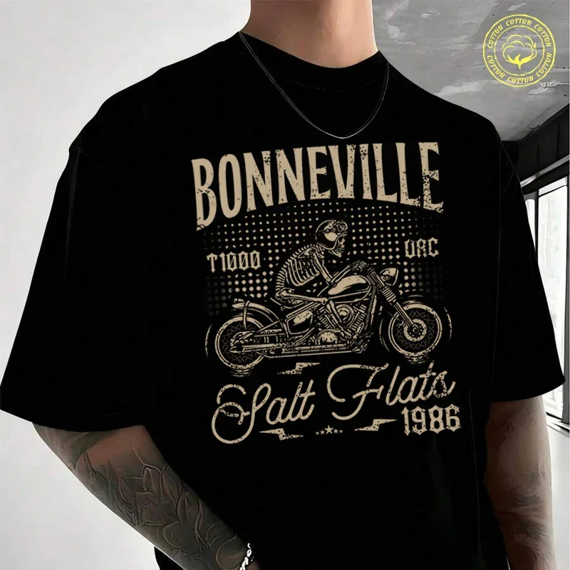 

Bonneville Salt Flats Motorcycle Racing Biker Birthday 1986 T-shirt Moto Men Summer T Shirts Casual High Quelity O-neck Tees