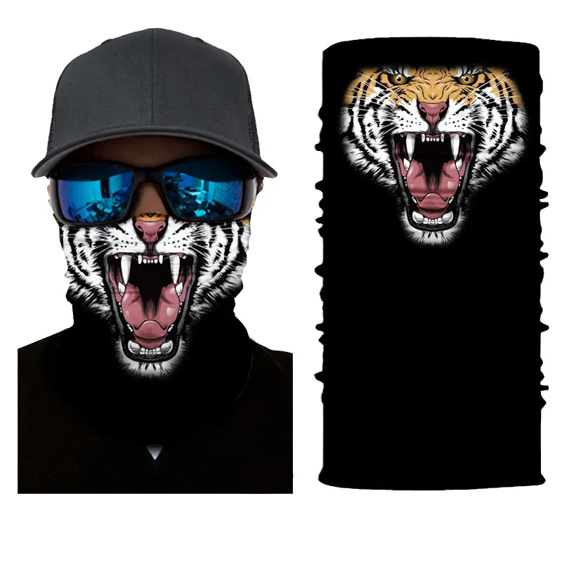 3D Ghost Skull Bandana Neck Gaiter Head Shield Summer Hiking Scarves Tube Balaclava Scarves Breathable Sun Guard Headband Scarf