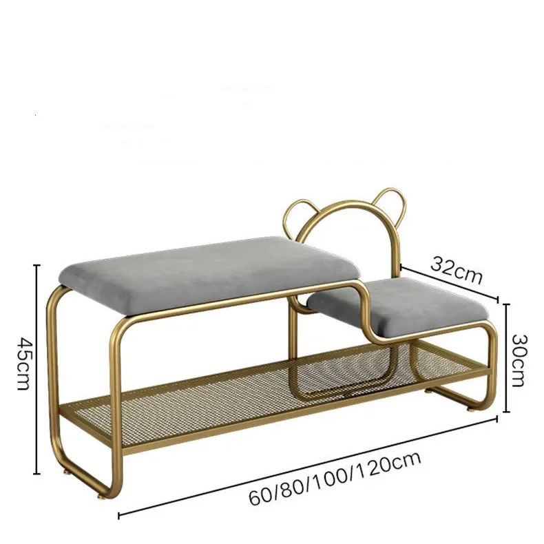 Nordic Modern 2Layer Iron Art Household Door Shoe Change Stool Shoe Cabinet 2 In 1 Soft Bag Seat Cushion Bench Shoe Storage Rack