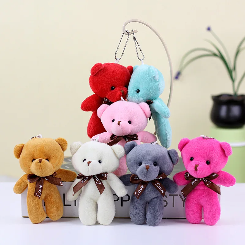 10pcs/lot Tiny Bear Stuffed Plush Toys Mini Bear Doll Toy Keychain Bag Pendants Wedding Decoration Children Birthday Party Gifts