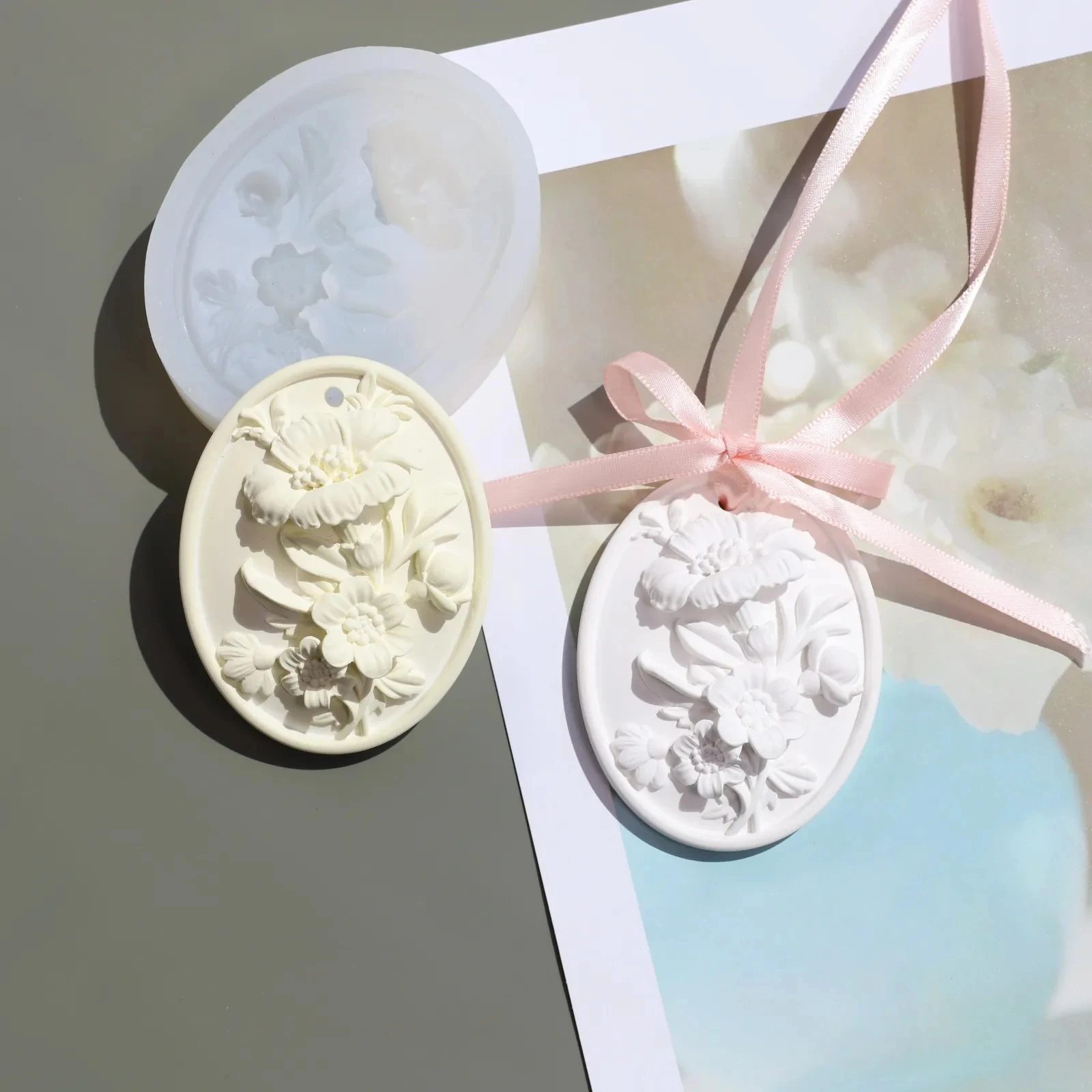 Bird Flower Listing Mold Handmade Diy Car Aromatherapy Gypsum Pendant Tools Embossed Flower Silicone Mold Handicraft Accessories