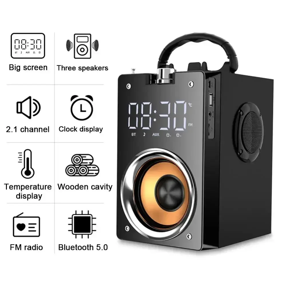 Radio HIFI BoomBox Super Bass Bluetooth Speakers Portable Column High Power 3D Stereo Subwoofer Music Center Support AUX TF FM