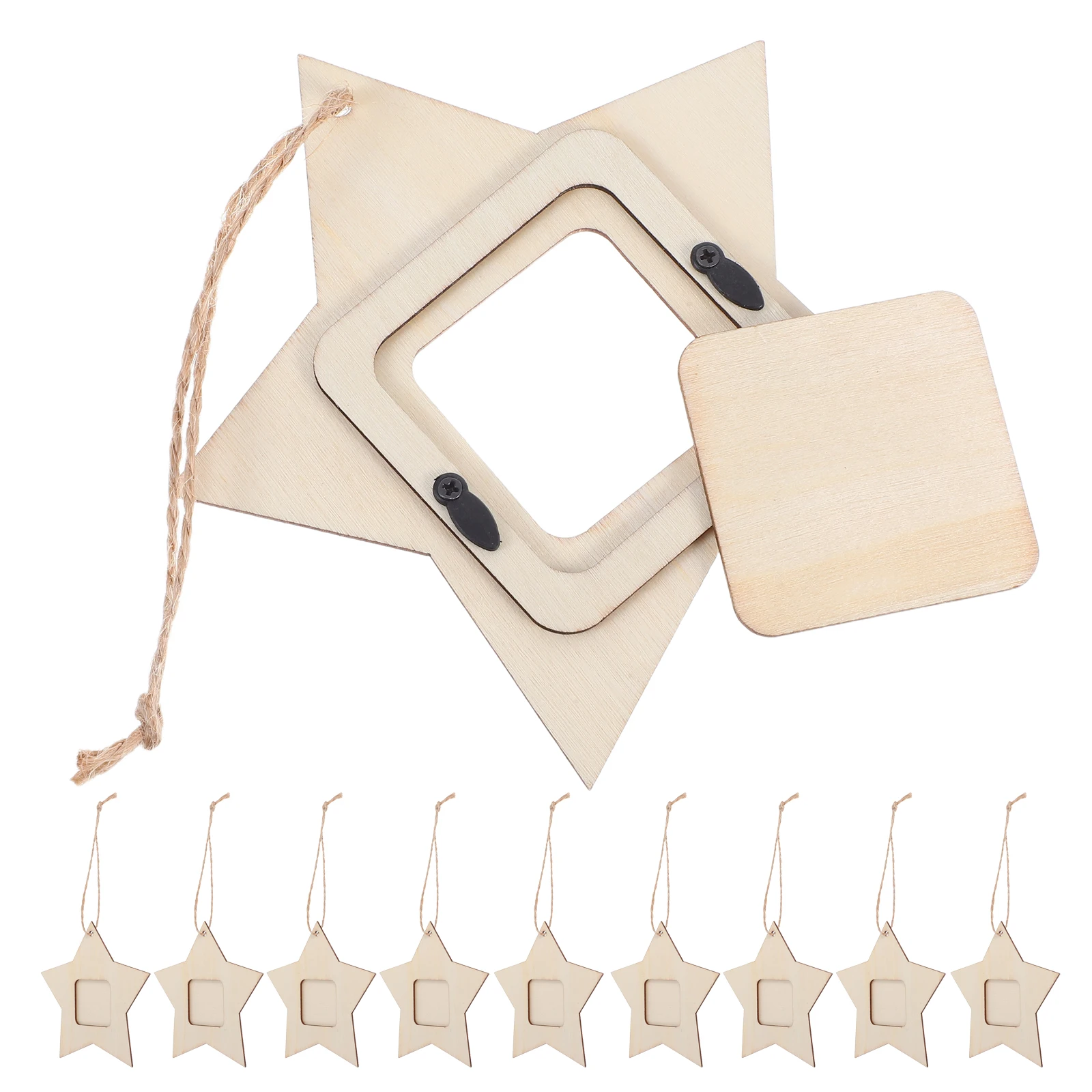 

10pc Wooden Diy Photo Frame Frame Mini Star Shaped DIY Craft Unfinished Vintage Kid Bedroom Living Room Decoration