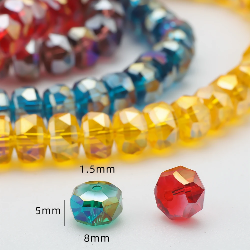 75Pcs 5x8mm Crystal glass wheel beads AB color flat beads DIY jewelry accessories  string loose beads shoe clothing accessories
