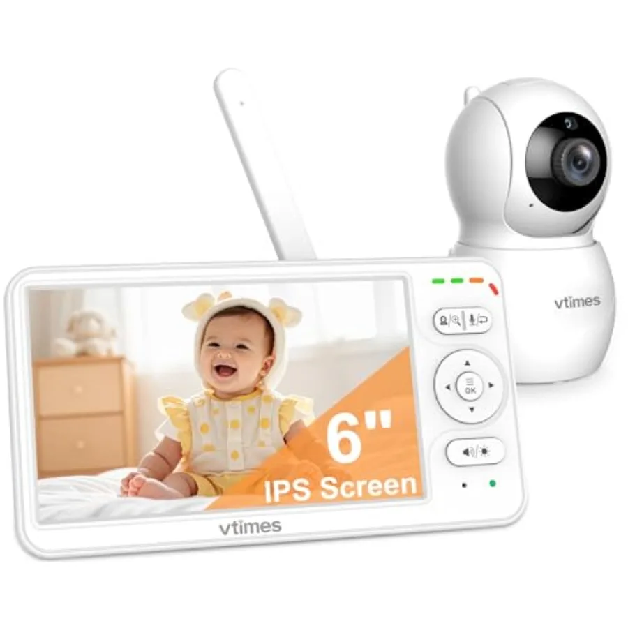 

Baby Monitor with Camera 6'' IPS Screen 30-Hour Battery No WiFi Night Vision ECO 2-Way Audio Pan-Tilt-Zoom 1000ft Range Baby Ca