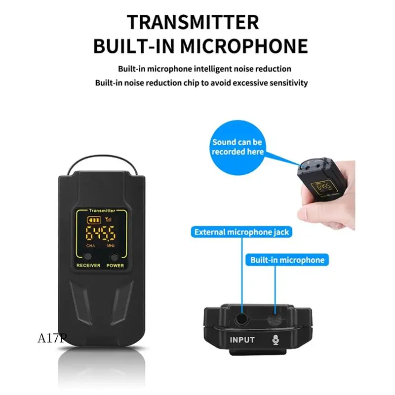

AP-UHF Photography Mobile Phone Wireless Microphone Video Live Street Interview Recording Lavalier Microphone Black ABS
