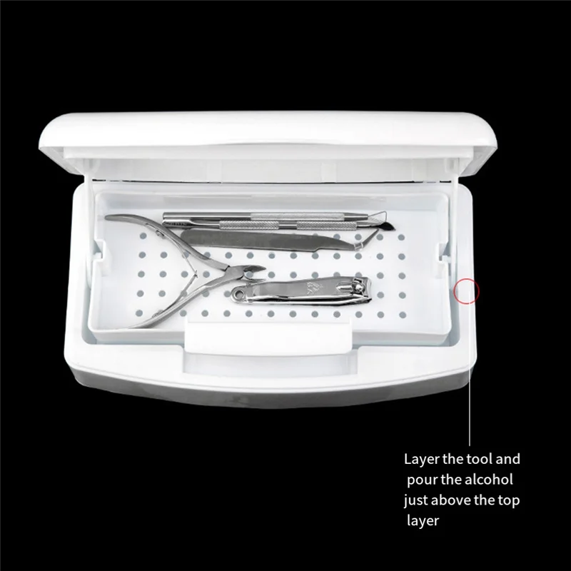 

2PCS Manicure Tool Disinfection Box Hygienic Portable Alcohol Disinfection Filter Cleaning Box Cleaning Box