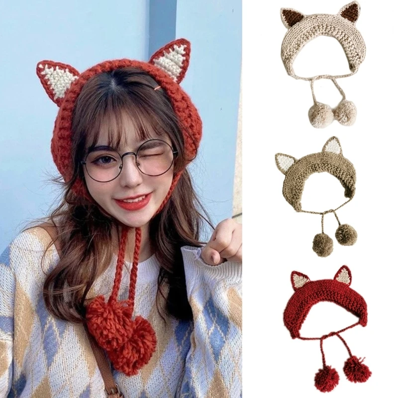 Gorro punto ganchillo para disfraz gatito, gorro, gorro, regalo para mujer, Anime para bebé