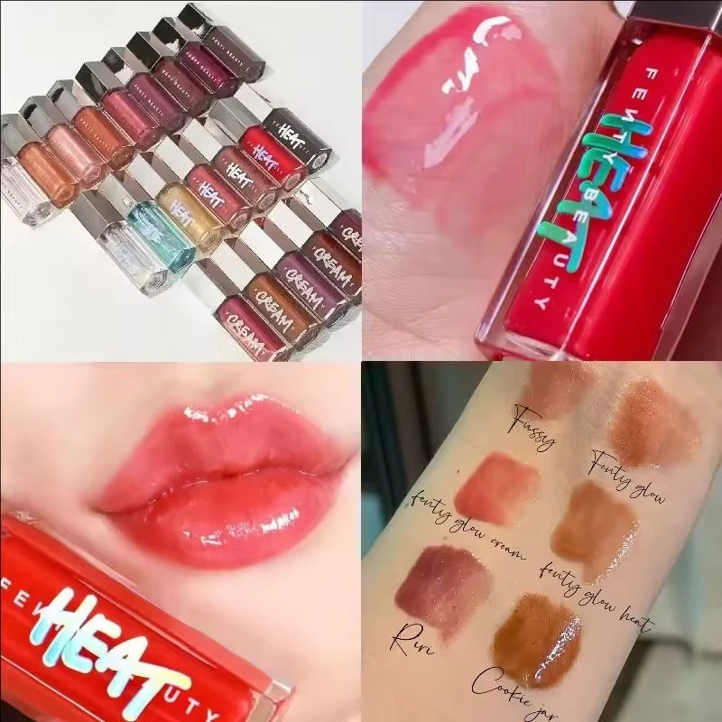 عيد الميلاد أفضل بائع Fenty Beauty الشفاه الصقيل 15 لون عالي اللمعان الماس متلألئ الزجاج ملمع الشفاه مثير مغذي النساء ماكياج #4