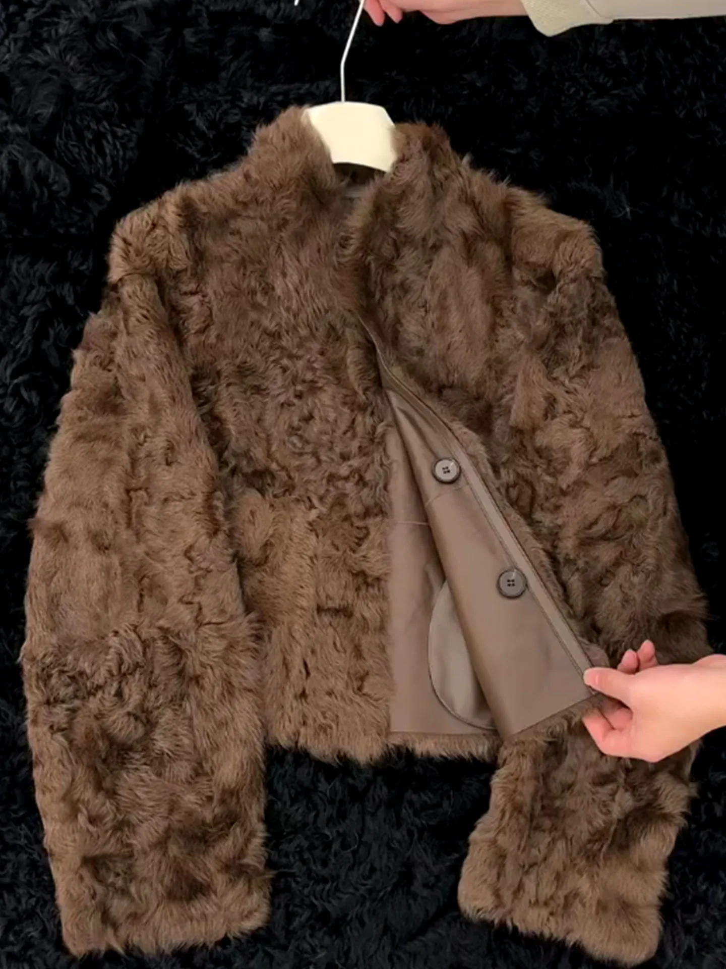 

Unique Sli Thiened Fce Lined Casual Women's Coat in Brown Color for Winter 2025 New Arrival High End ort Outerwear