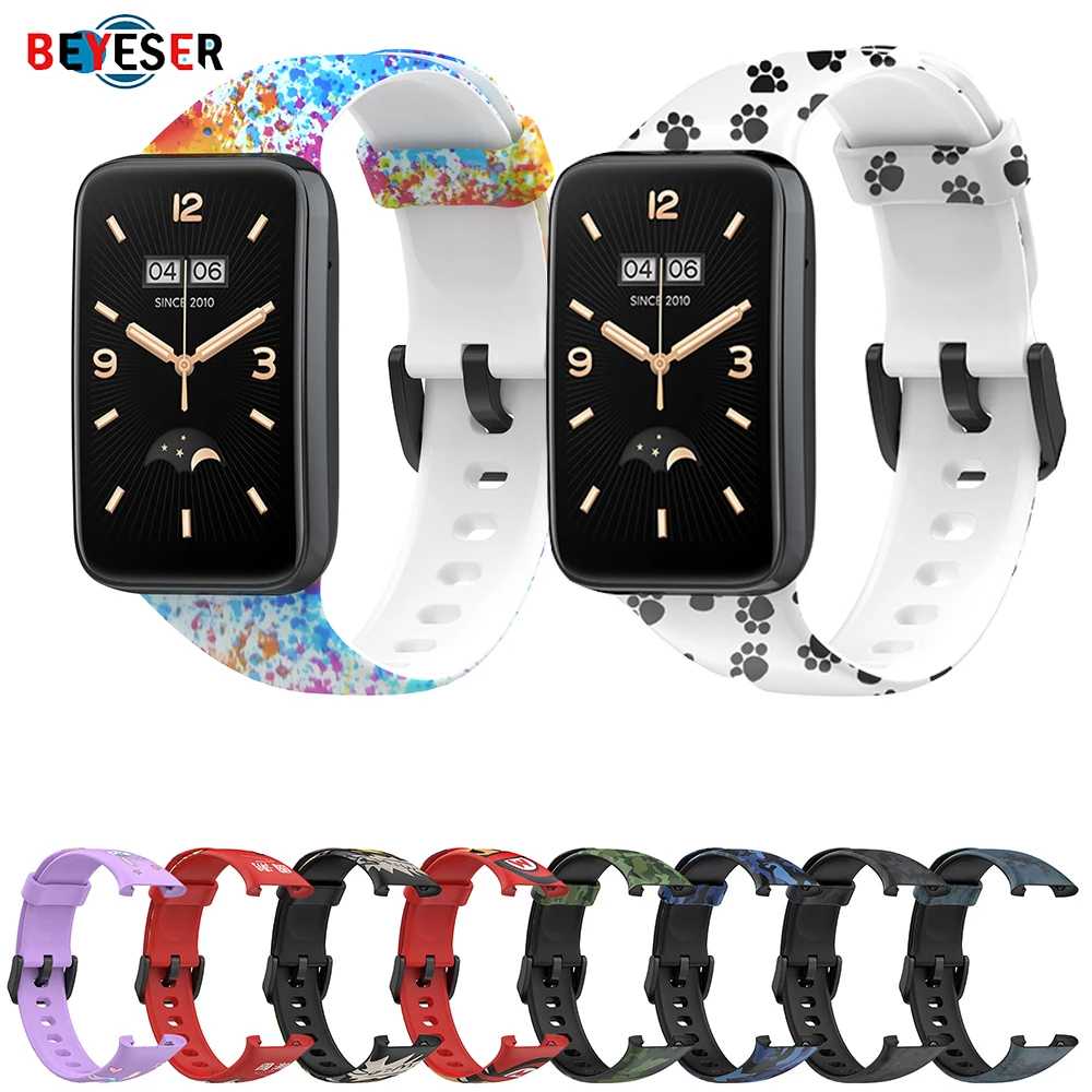 Silicone Band For Xiaomi Mi Band 7 Pro Fashion Sports Print Pattern Strap Smart Watch Replacement Bracelet Wristband Accessories