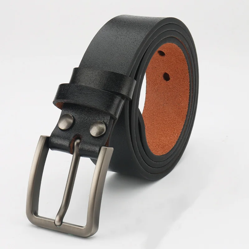 حزام جلد بقصة كاملة من جلد البقر النقي للرجال، حزام خصر من جلد البقر المشذب غير الرسمي، حزام سراويل من جلد البقر بطبقة علوية