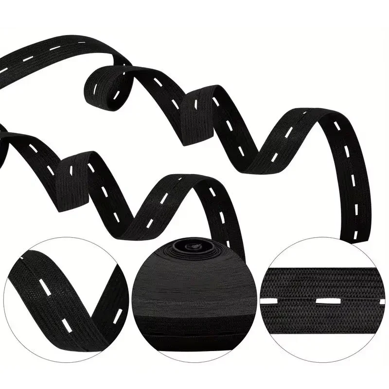 5m Button Hole Elastic Belt, Braided Button Hole Elastic Belt, Elastic Stretch Belt, DIY Sewing Clothing Accessories