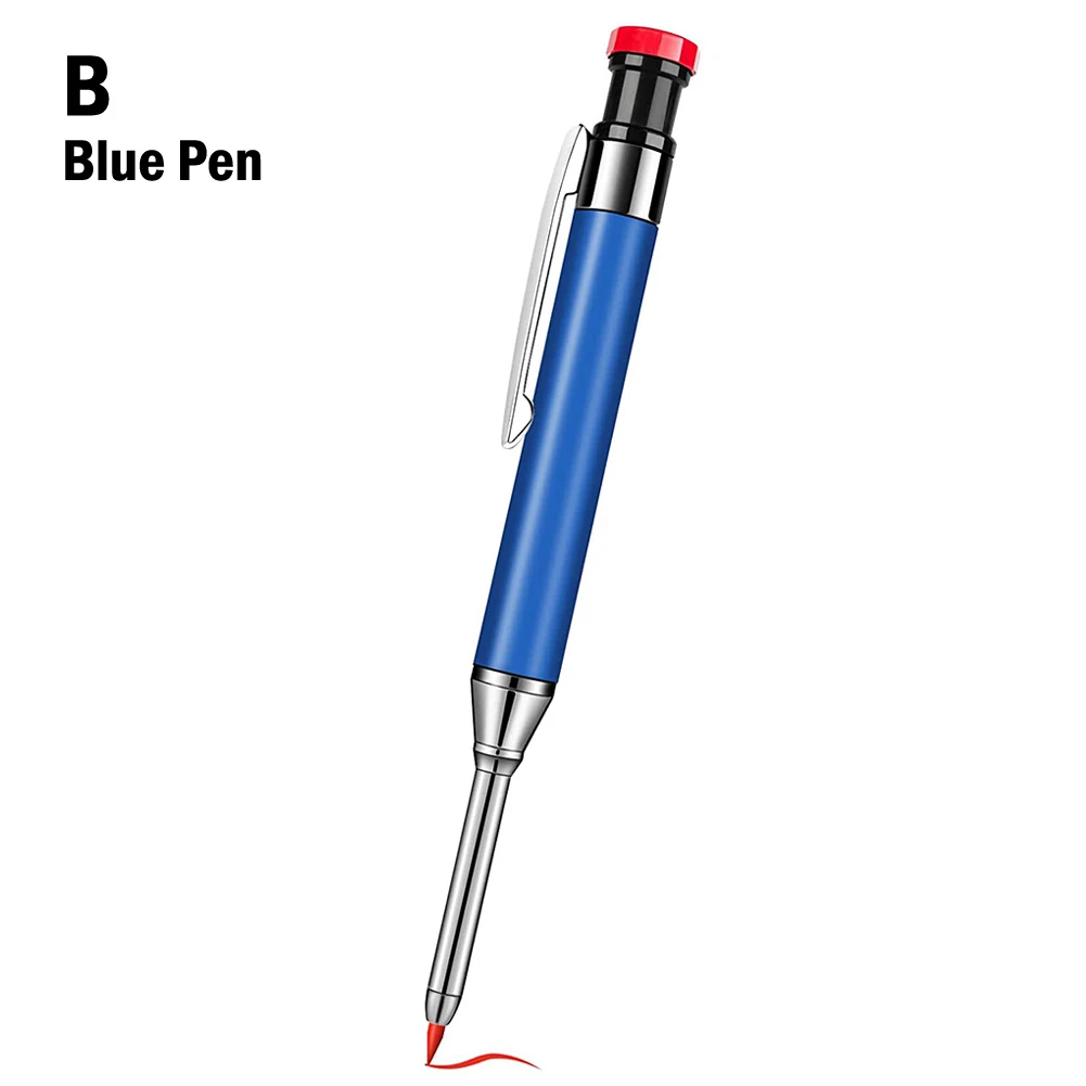 Metal Solid Carpenter Pencil Set For Deep Hole Marker With Refill Leads Marking Tool Woodworking Deep Hole Mechanical Pencils