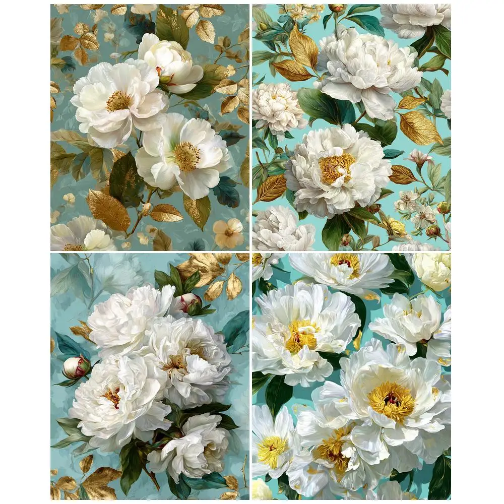 

GATYZTORY Painting By Numbers White Flower Pictures By Number For Adults 50x65cm DIY Room Wall Art Home Decoration