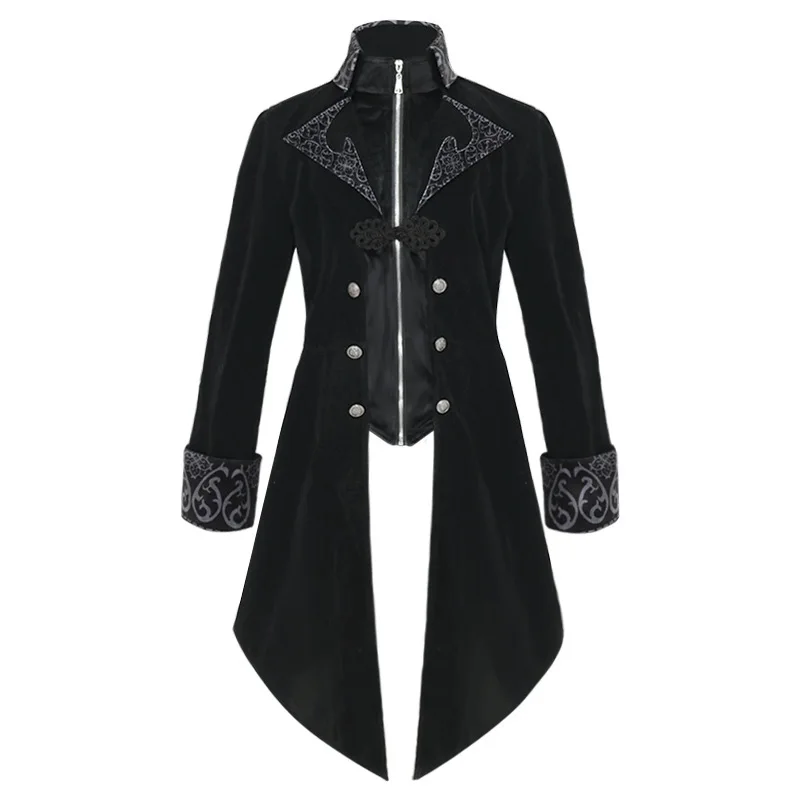 Medieval Costume Court Lapel Buckled Tuxedo Dinner Jacket Men Women Steampunk Slim Coat Magician Cosplay Halloween Carnival