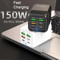 150W Super Quick Charger 10A Ultra High Speed Fast Charging 6 Ports PD Type C QC 3.0  USB C For iPhone Samsung Xiaomi Charger