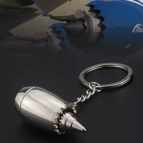 Voikukka Zinc Alloy Silver Aircraft Engine Simulation Keychain Creative Metal Key Ring Pendant Cute Aviation Gift Wholesale