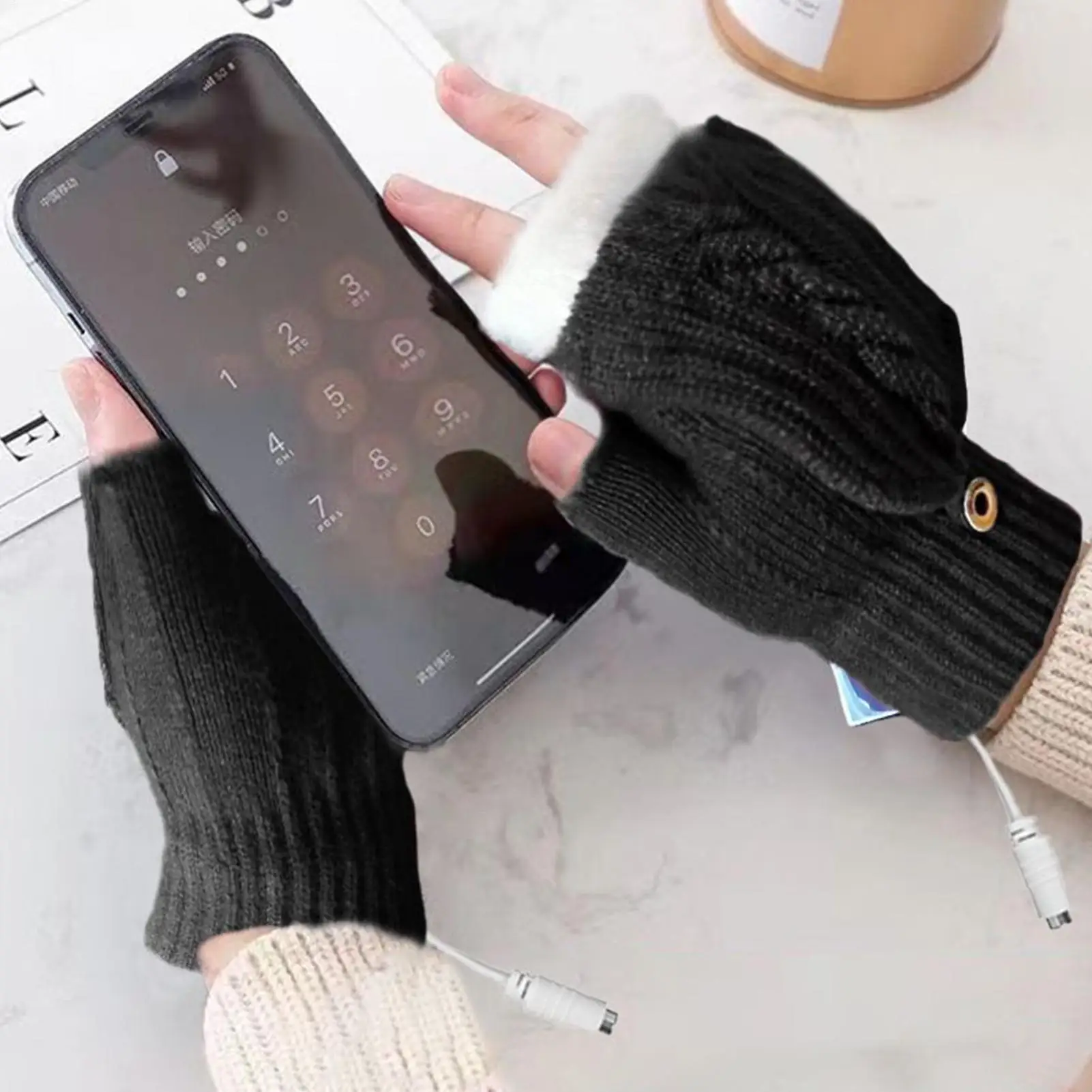 Guanti riscaldati Guanti riscaldati USB Guanti termici lavabili per campeggio invernale Sci Tempo freddo Ufficio ciclistico per interni ed esterni