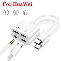 2 In 1 Type C to 3 5mm Earphone Jack Adapter Converter For Huawei P60 P50 P40 P30 Mate 30 20 Pro Connector Dual USB C Splitter