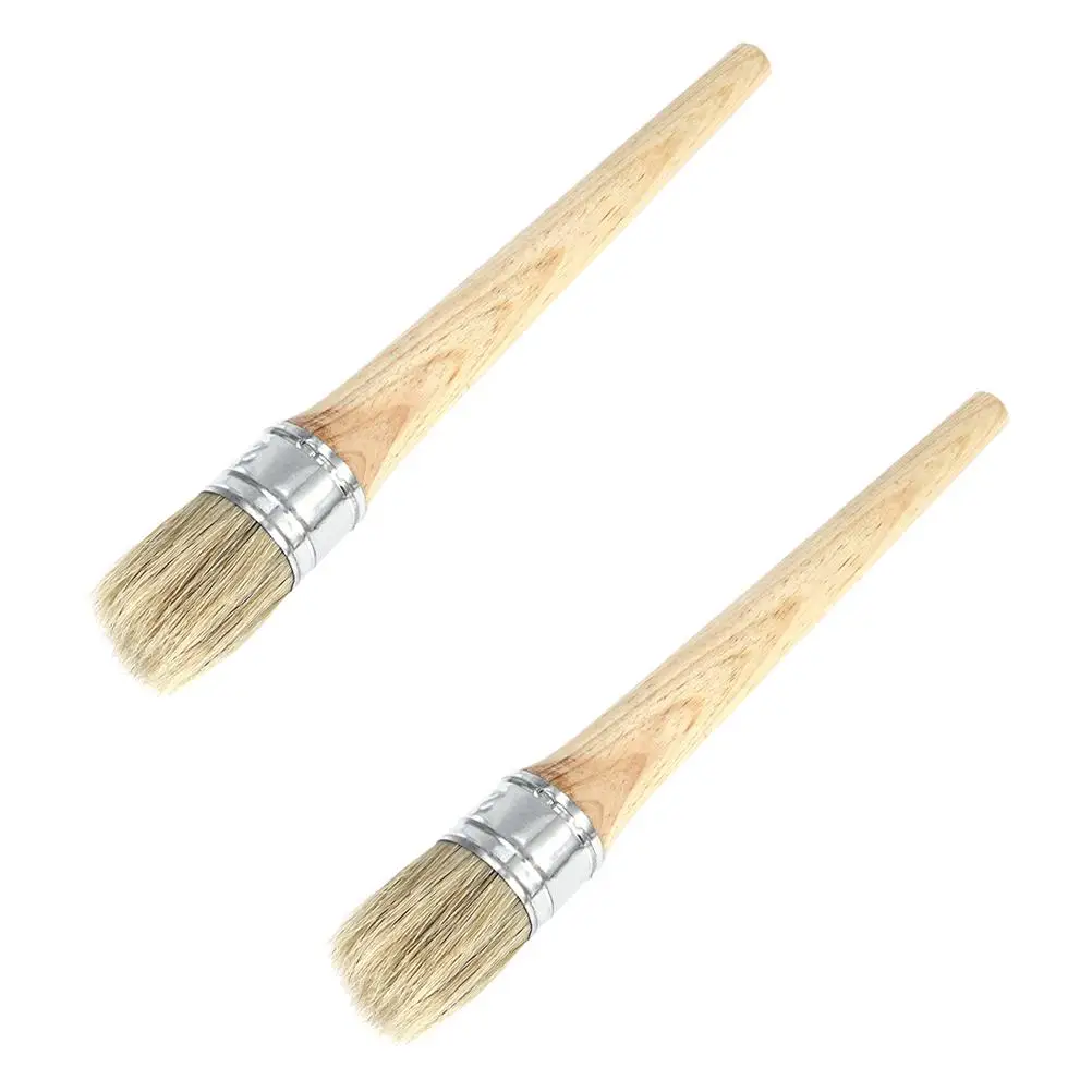 

2Pcs Round Paint Brush Professional Wood Wall Brushes Durable Ergonomic Varnishes Acrylic Watercolor Oil Painting Tools