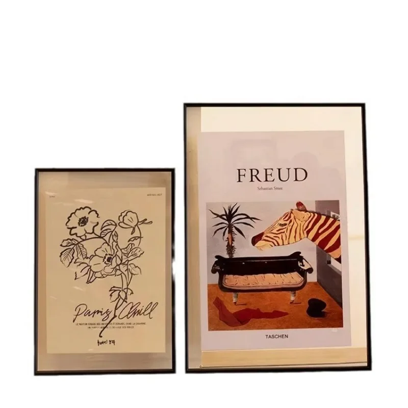 

Aluminum alloy photo frame, light luxury metal double-sided transparent table, photos are made into picture frames