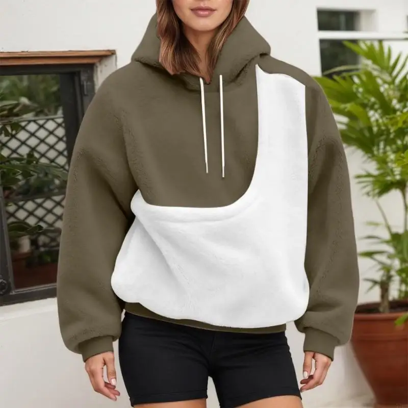 77HE سترة بغطاء للرأس لحقيبة الحيوانات الأليفة، سترة كبيرة الحجم مع جيب أمامي وحقيبة حمل للكلاب الصغيرة والقطط، حامل للكلاب