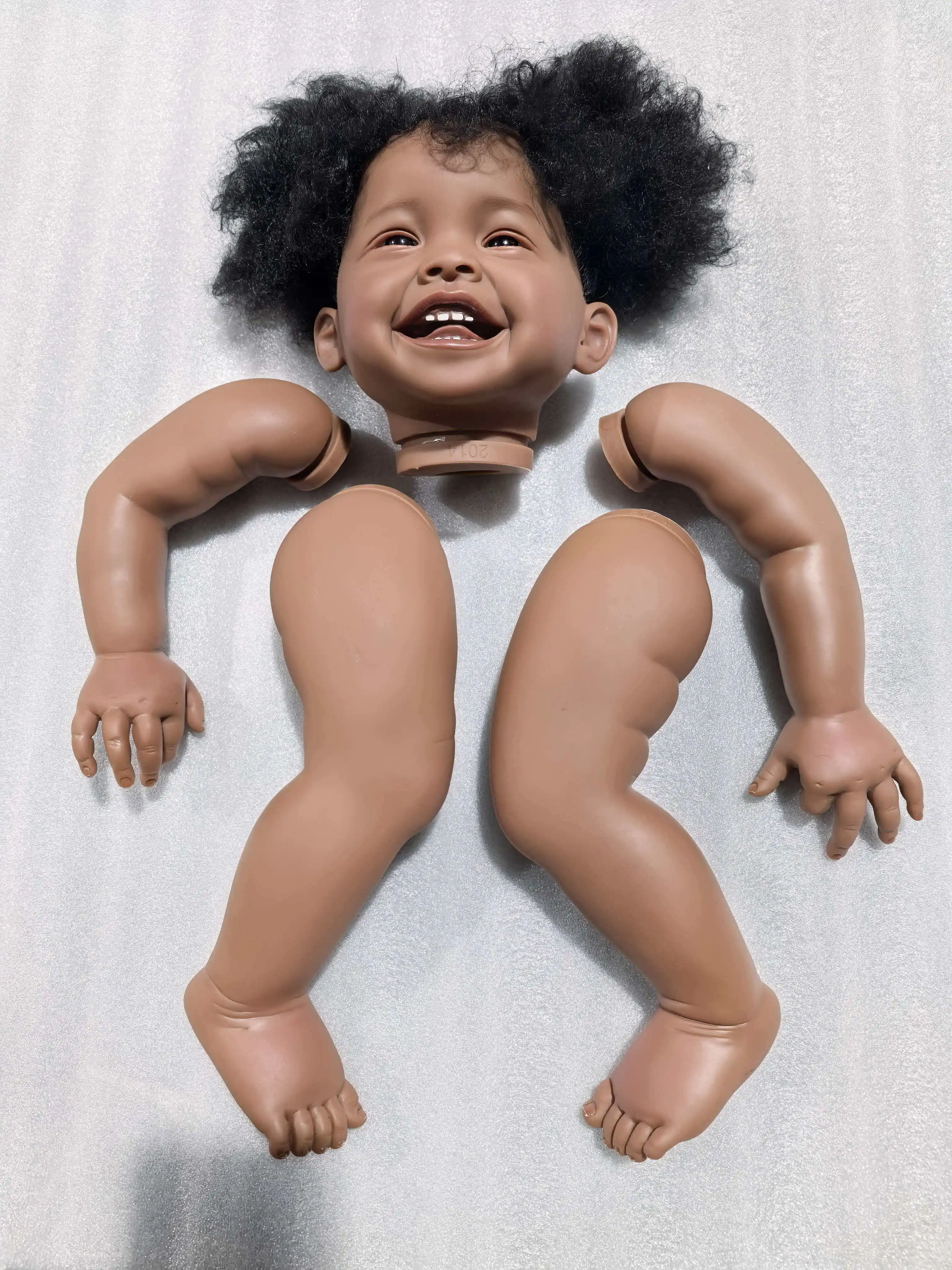 

NPK 24inch Mila Dark Brown Skin With Black Hair Lifelike Unfinished Reborn Doll kit painted DIY Toy Doll parts