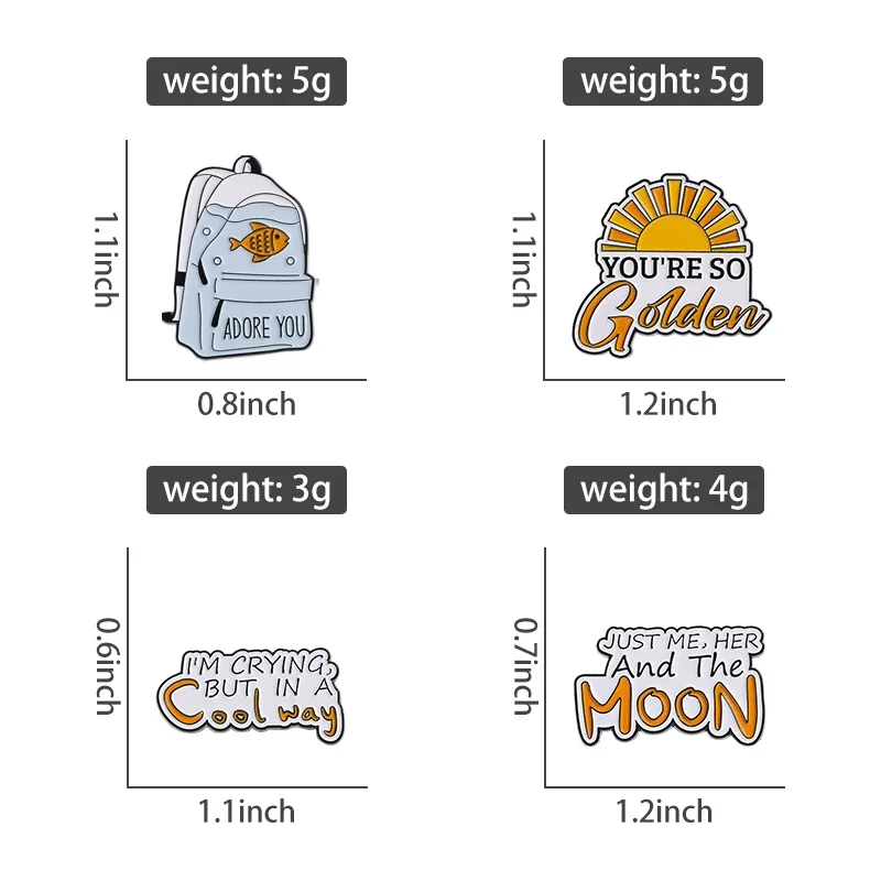 Adore You ألبوم غنائي بروش المينا دبابيس فقط أنا ، لها والقمر أنت دبابيس ذهبية جدا شارة التلبيب مجوهرات هدية الأصدقاء #4