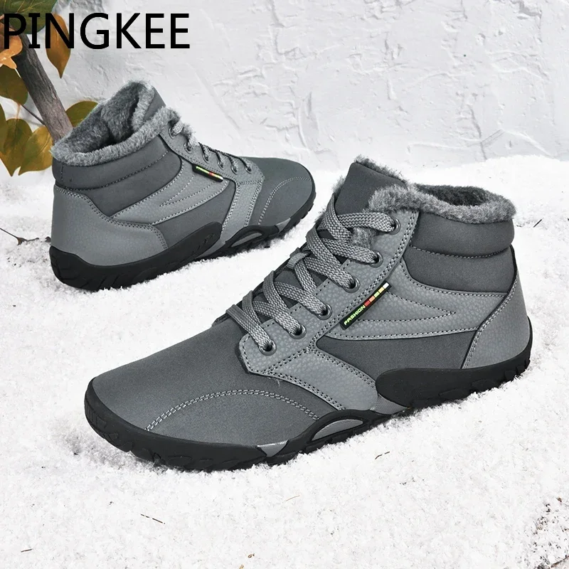 PINGKEE VENOCON Barefoot Wide ToeBox Shoes Men Women Leather Winter Snow Boots Women Minimalist Sneakers Shoes Wide Feet