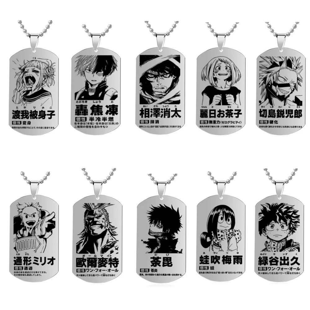 Anime My Hero Academia Necklace Silver Color TMidoriya Izuku Bakugou Katsuki Stainless Steel Dog Tags ID Pendant Necklace Gifts