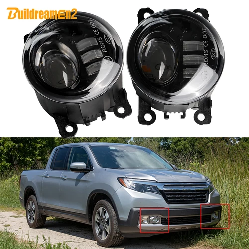 Conjunto de luz antiniebla con lente LED de 2X30W 3000LM para Honda Ridgeline 2017 2018 2019, lámpara antiniebla delantera de coche de alto brillo H11