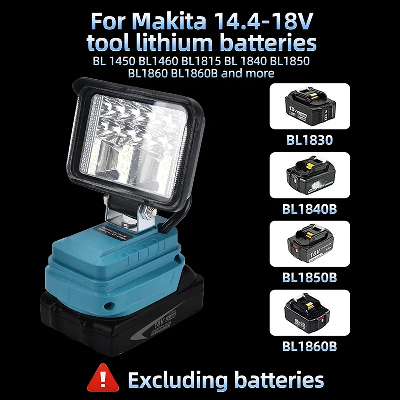 Portable Emergency Flood Lamp Camping Lamp For Makita 18V Li-ion Battery LED Work Light 3/4/6/8 Inch Flashlight