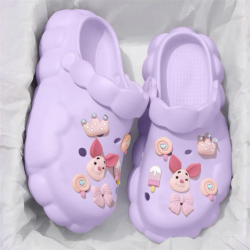 Cute Clouds Hole Shoes Women Summer Clogs Outside Wear Anti-slip Thick Bottom Package Head Female Models Sandals Slippers