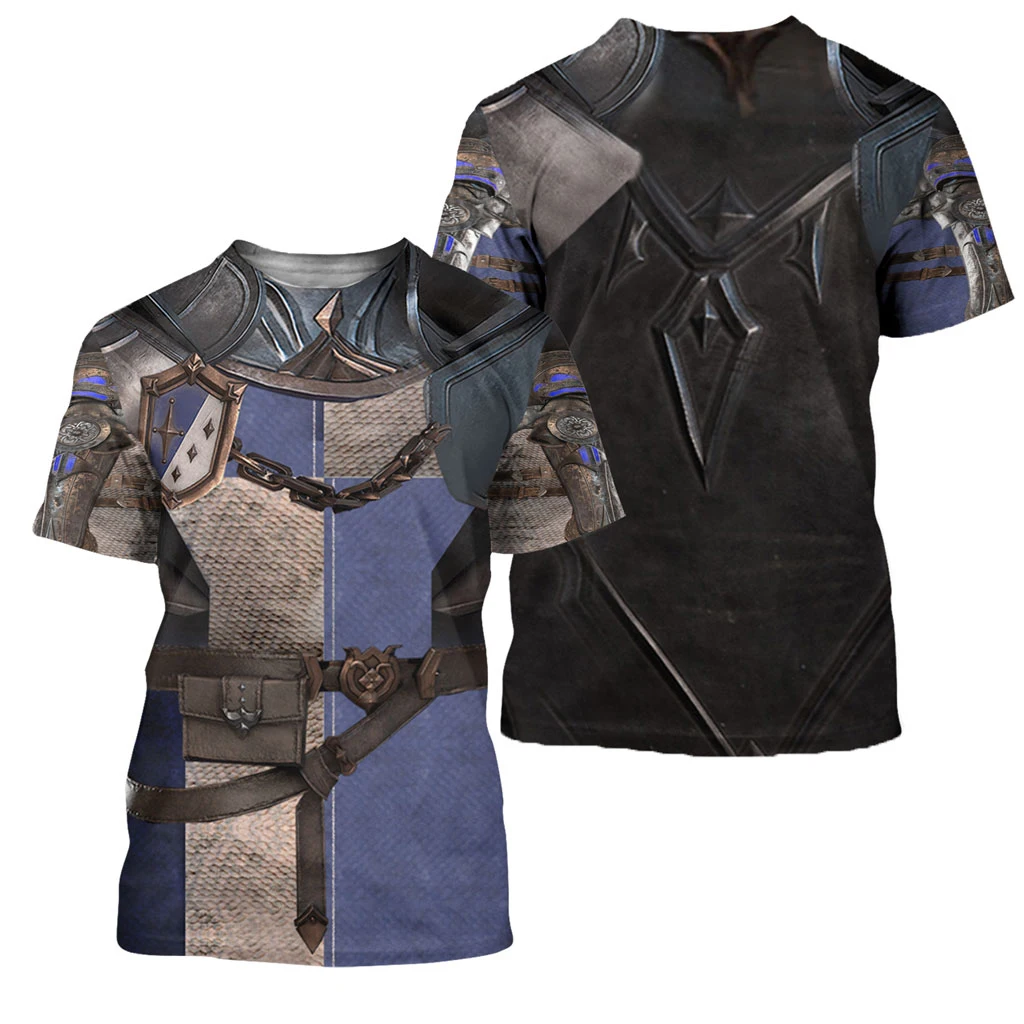 

SW 3D Full Print Graphic T-Shirts Medieval Armor Oversized Men's Clothing Loose Casual Cool Pullover Round Neck Polyester Tops