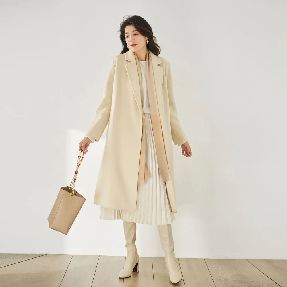 Dongxin temperament flexible and smooth suit collar straight medium and long wool coat coat women