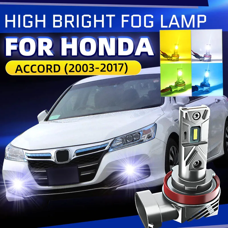 2pcs Car LED Front Fog Light Bulbs Dual Color Switchback For Honda Accord 7/8/9th CL CN CM CU CR 2003-2008 2009-2012 2013-2017